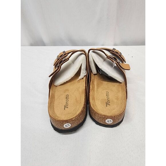 Torotto Mens EU 43 US 9.5-10 Slides Cork Open Toe Adjustable Webbing Flat Sandal - Picture 4 of 8